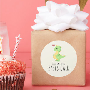 Preggosaurus Süßer Dinosaurier Baby Shower Aufkleb Runder Aufkleber