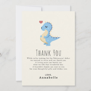 Preggosaurus Süßer Dinosaurier Junge Baby Shower Dankeskarte