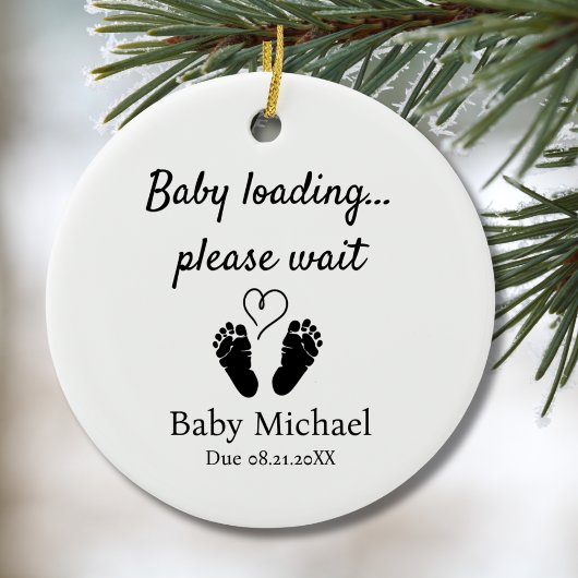 Pregnancy Announcement Baby Loading Please Wait  Keramik Ornament