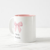 Pregnancy Announcement Gift For Aunt Bow Zweifarbige Tasse (Vorderseite Links)