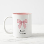 Pregnancy Announcement Gift For Aunt Bow Zweifarbige Tasse (Links)