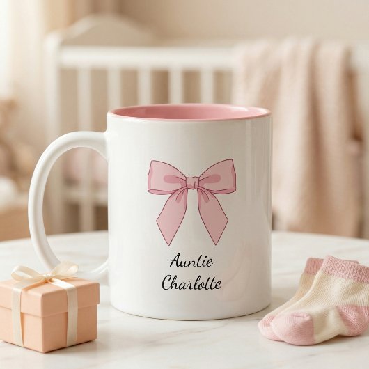 Pregnancy Announcement Gift For Aunt Bow Zweifarbige Tasse