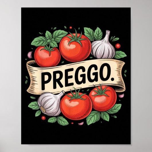 Pregnancy Announcement Prego Pasta Sauce Funny Pre Poster (Vorne)