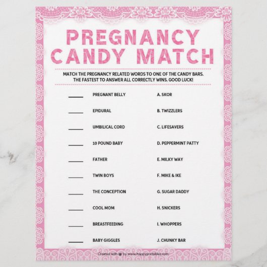 Pregnancy Candy Match [Luxury Lace [Pink] Briefbogen (Vorderseite)