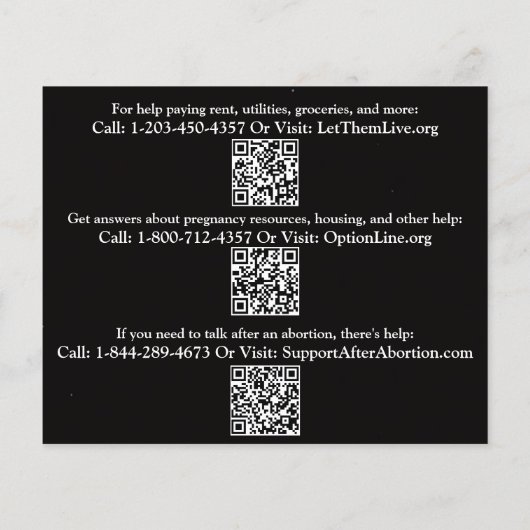 Pregnancy help and after abortion flyer (Hinten)
