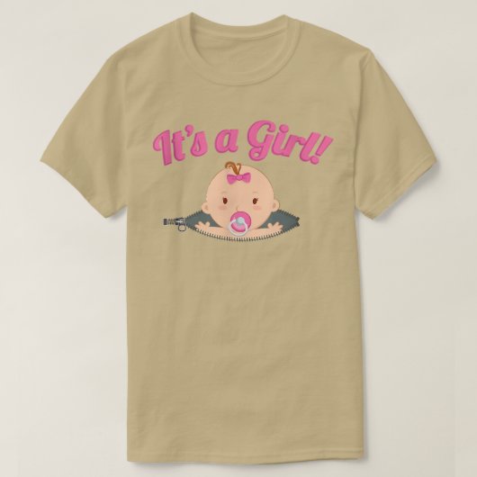Pregnancy , It's A Girl Baby Peeking Out, Zany Bra T-Shirt (Design vorne)