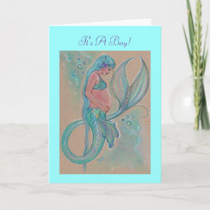 Pregnancy mermaid blue card von Renee Lavoie Ankündigung