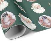 Pregnancy Reveal Santa Custom Photo Christmas Geschenkpapier (Rolleneckpunkt)
