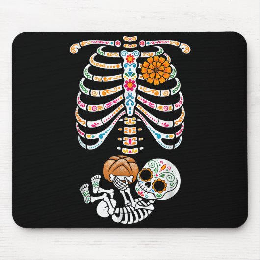 Pregnancy Skeleton Dia De Los Muertos Mexican Bell Mousepad (Vorne)