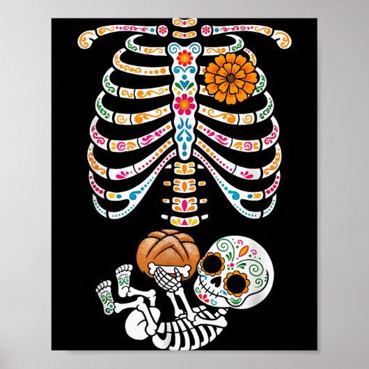 Pregnancy Skeleton Dia De Los Muertos Mexican Bell Poster (Vorne)