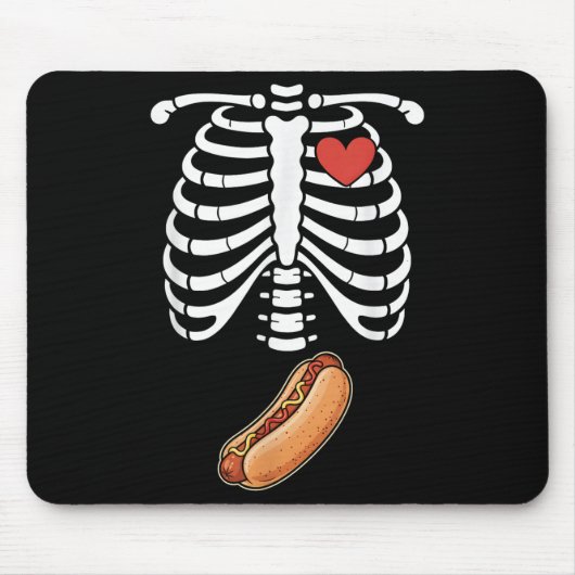 Pregnancy Skeleton Hotdog Belly Bump Rib Cage Hall Mousepad (Vorne)