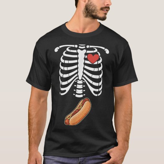 Pregnancy Skeleton Hotdog Belly Bump Rib Cage Hall T-Shirt (Vorderseite)