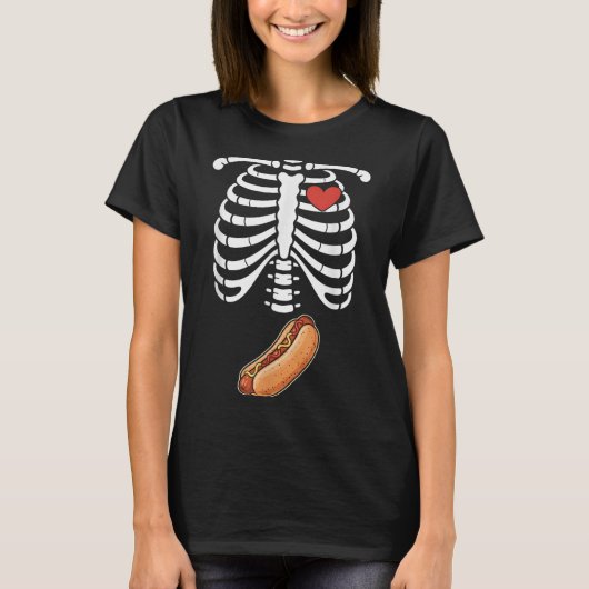 Pregnancy Skeleton Hotdog Belly Bump Rib Cage Hall T-Shirt (Vorderseite)