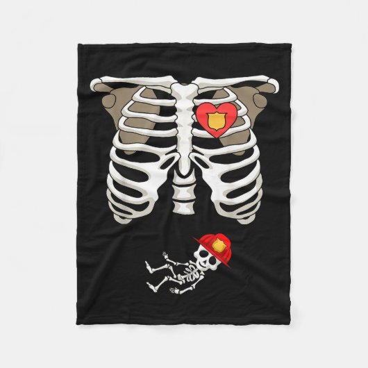 Pregnancy Skeleton Rib Funny Firefighter Bump Shir Fleecedecke (Vorderseite)