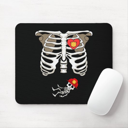 Pregnancy Skeleton Rib Funny Firefighter Bump Shir Mousepad (Mit Mouse)