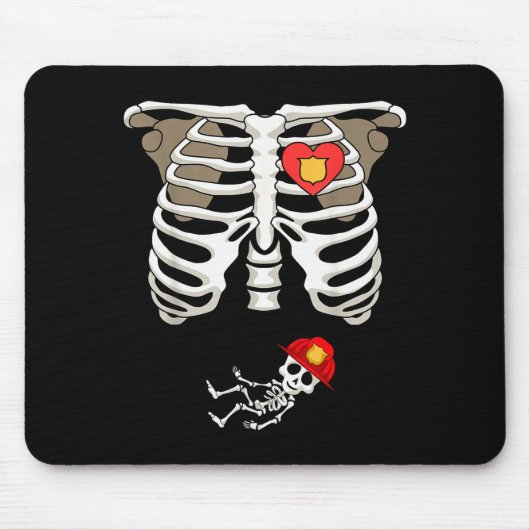 Pregnancy Skeleton Rib Funny Firefighter Bump Shir Mousepad (Vorne)