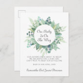 Pregnancy Watercolor Grüne Ankündigung (Vorne/Hinten)