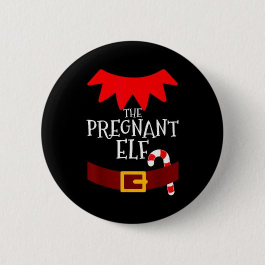 Pregnant Elf Matching Family Group Christmas Pajam Button (Vorderseite)