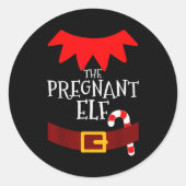 Pregnant Elf Matching Family Group Christmas Pajam Runder Aufkleber (Vorderseite)