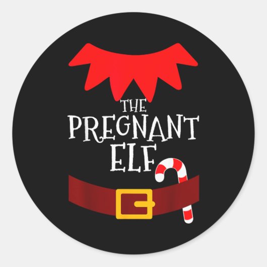 Pregnant Elf Matching Family Group Christmas Pajam Runder Aufkleber (Vorderseite)