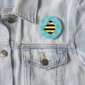Pregnant Mom-to-Bee with Glasses Teal Blue Floral Button (Beispiel)