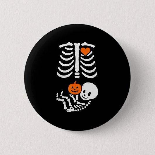 Pregnant Skeleton Baby Bump Funny Halloween Tee Button (Vorderseite)