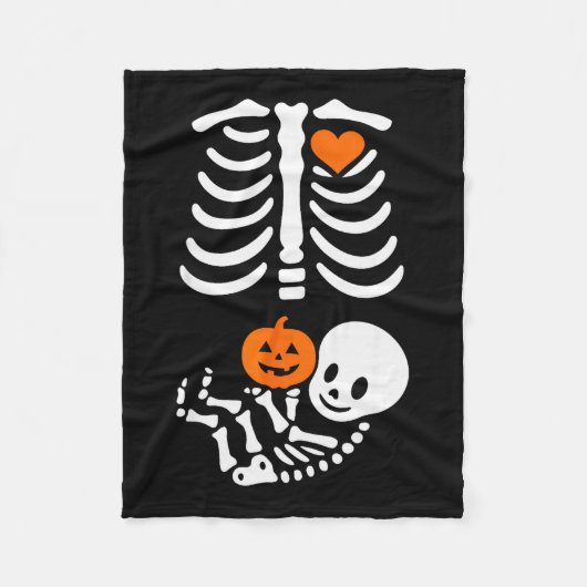 Pregnant Skeleton Baby Bump Funny Halloween Tee Fleecedecke (Vorderseite)
