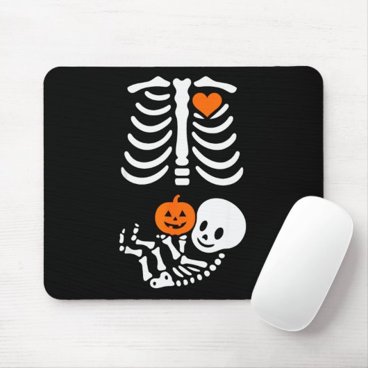 Pregnant Skeleton Baby Bump Funny Halloween Tee Mousepad (Mit Mouse)