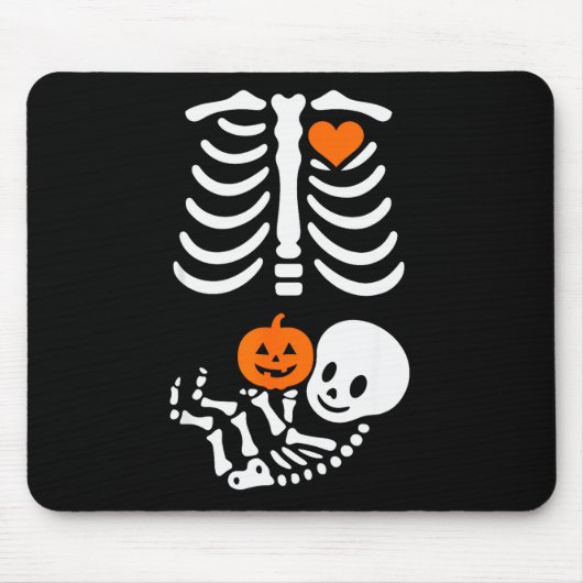 Pregnant Skeleton Baby Bump Funny Halloween Tee  Mousepad (Vorne)