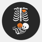 Pregnant Skeleton Baby Bump Funny Halloween Tee Runder Aufkleber (Vorderseite)
