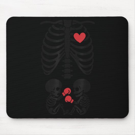 Pregnant Skeleton Twin Halloween Skeleton Boxing T Mousepad (Vorne)