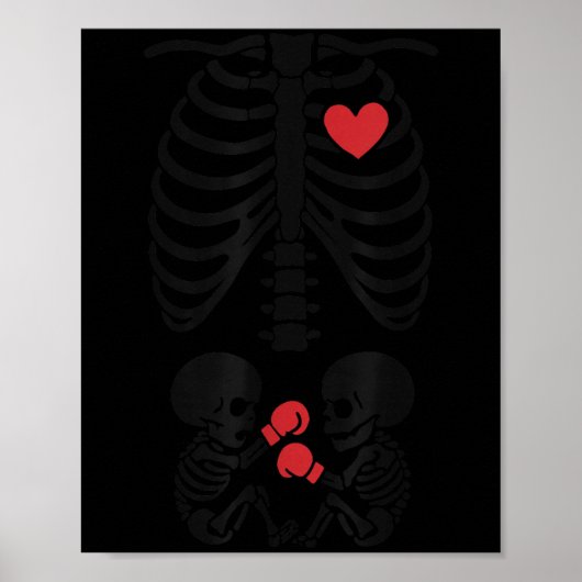 Pregnant Skeleton Twin Halloween Skeleton Boxing T Poster (Vorne)