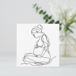 Pregnant Woman Line Art Einladung