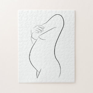 Pregnant Woman Line Art Modern Minimalist Stylish Puzzle