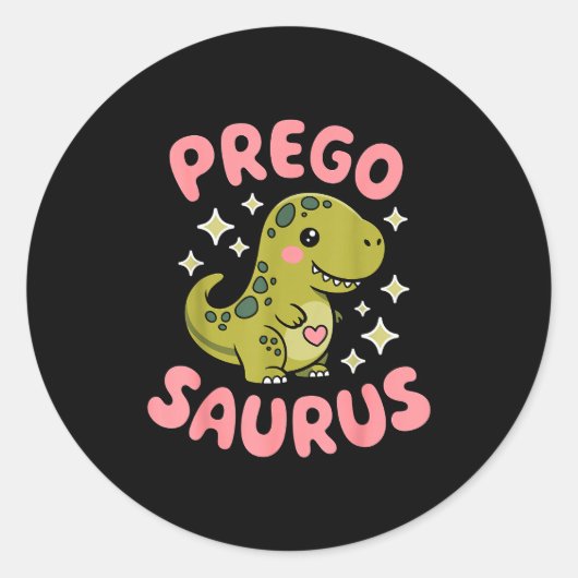 Pregosaurus Cute Retro Mommy Dinosaur Pregnancy An Runder Aufkleber (Vorderseite)