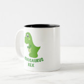 Pregosaurus Rex schwanger T-Rex Niedlicher Dinosau Zweifarbige Tasse (Vorderseite Links)