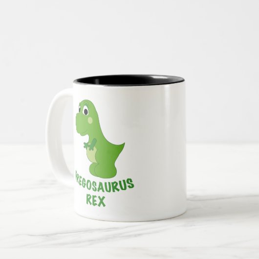 Pregosaurus Rex schwanger T-Rex Niedlicher Dinosau Zweifarbige Tasse (Vorderseite Links)