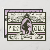 Pregzilla Babyparty Einladung (Vorne/Hinten)
