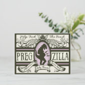 Pregzilla Babyparty Einladung (Stehend Vorderseite)