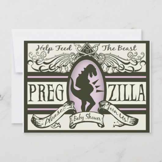 Pregzilla Babyparty Einladung (Vorderseite)