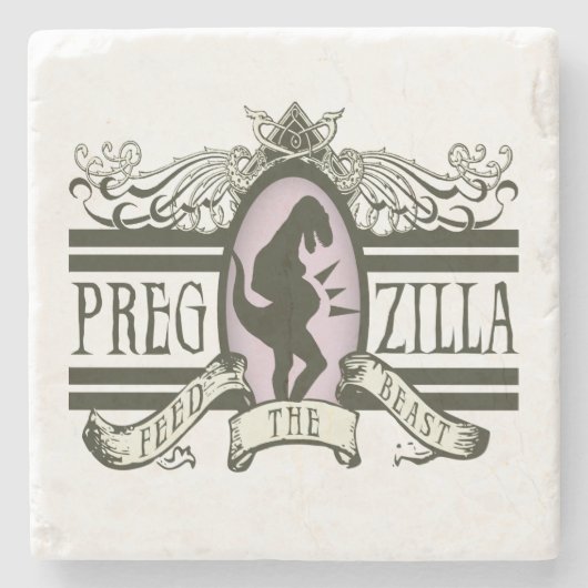 Pregzilla füttern das Tier Steinuntersetzer (Vorderseite)
