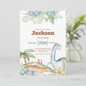 Prehistoric Animals Birthday Invitation Einladung (Stehend Vorderseite)