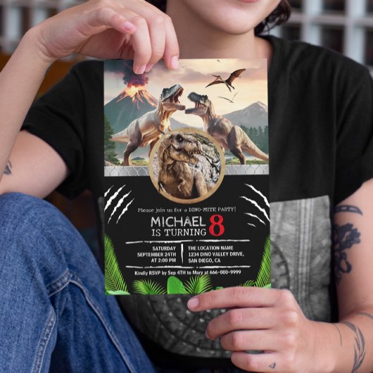 Prehistoric Dinosaur T-rex Birthday Party Einladung