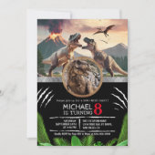 Prehistoric Dinosaur T-rex Birthday Party Einladung (Vorderseite)