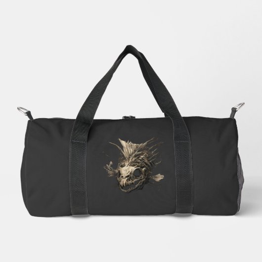 Prehistoric Fish Skull Grunge Dark Art Duffel Bag Duffle Bag (Vorderseite)