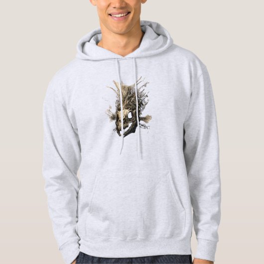 Prehistoric Fish Skull Grunge Dark Art Hoodie (Vorderseite)