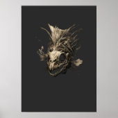 Prehistoric Fish Skull Grunge Dark Art Poster (Vorne)