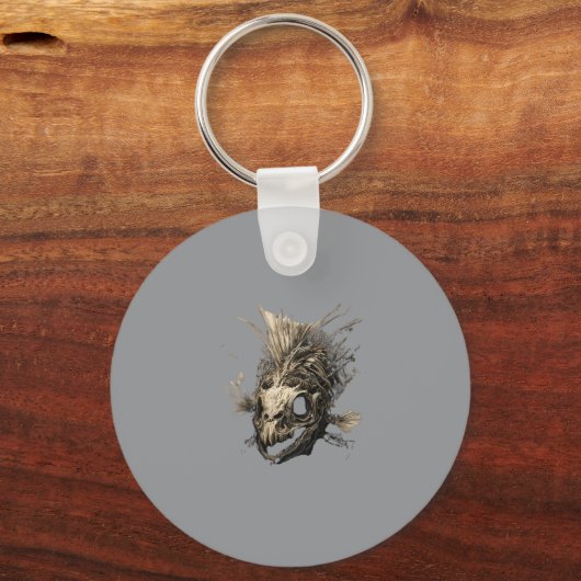 Prehistoric Fish Skull Grunge Dark Art Schlüsselanhänger (Vorderseite)
