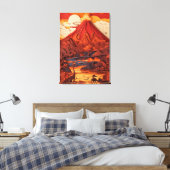 Prehistoric Volcanic Landscape in Paper Cut Art Leinwanddruck (Insitu (Schlafzimmer))