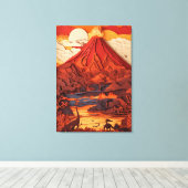 Prehistoric Volcanic Landscape in Paper Cut Art Leinwanddruck (Insitu (Holzboden))
